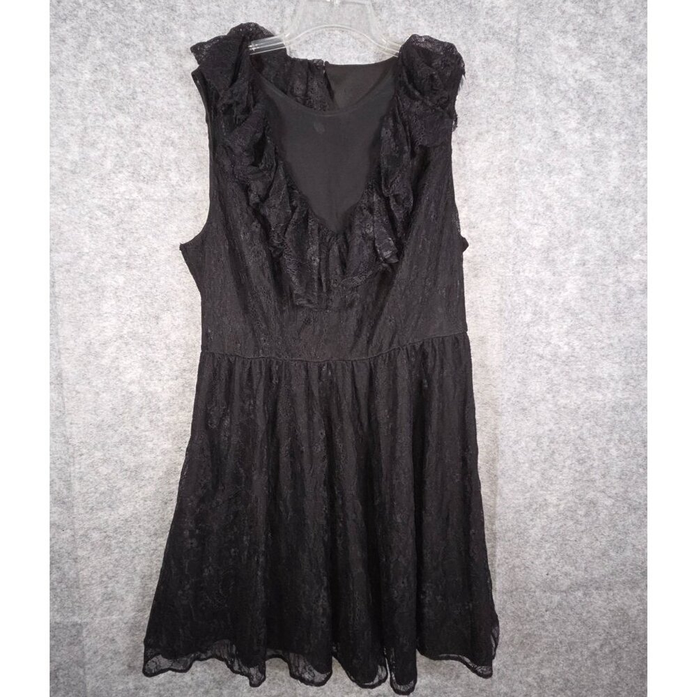 ASOS Women's Sleeveless Fit & Flare Dress V Neck Knee Length Black Size 16 - Picture 2 of 8